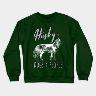 Husky Dogs over People Crewneck Sweatshirt